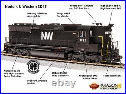 Broadway Limited 4288 HO Scale N&W EMD SD45 #1803 Diesel Sound DC DCC