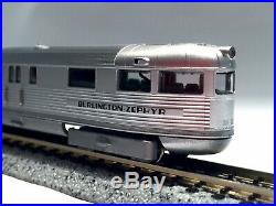 Con-Cor N DCC/Sound CB&Q Burlington 1934 Pioneer Zephyr 9900 & Extra Cars