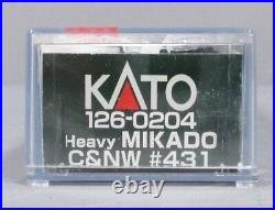 Kato 126-0204 N Scale C&NW 2-8-2 Heavy Mikado Steam Locomotive #431 LN/Box