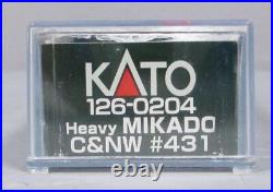 Kato 126-0204 N Scale C&NW 2-8-2 Heavy Mikado Steam Locomotive #431 LN/Box