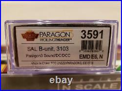 N Scale Bli Paragon3 Rolling Thunder 3591 Sal B-unit, 3103 DCC Sound Emd E6 New