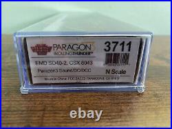 N Scale CSX SD40-2 Locomotive With Sound & DCC Equipped Paragon Diesel Cab #8043