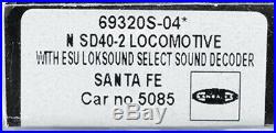 N-scale Intermountain Sd40-2 Diesel Sf #5085 Dcc/sound