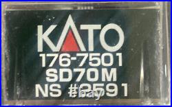 N scale Kato DCC Sound flat radiator SD70M Norfolk Southern NS 2591 MTL couplers