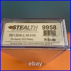 New! BWL 9958 N-Scale EMD SD40-2 NS No Sound DCC Ready Stealth # 6105